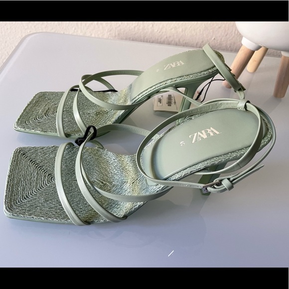 ZARA HEELED LEATHER SANDALS WITH JUTE INSOLE - Picture 9 of 15